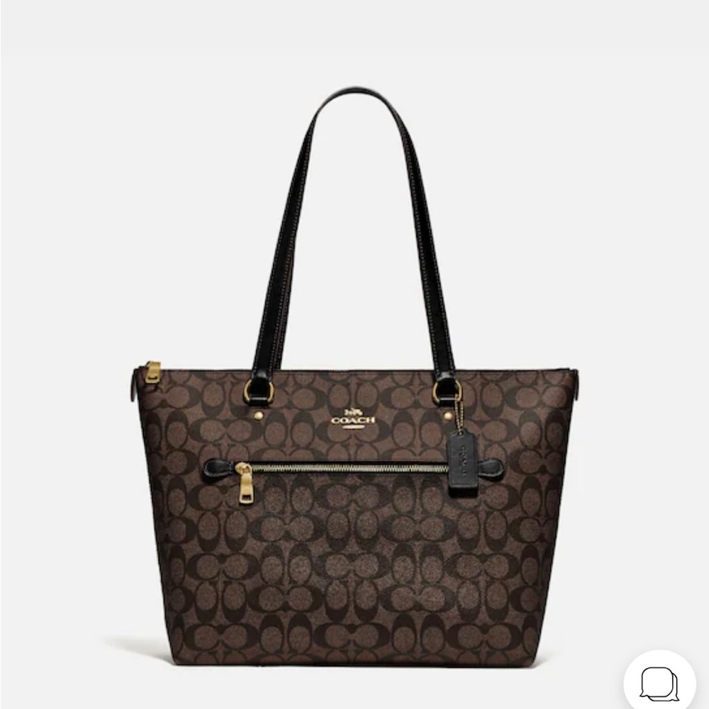 NWT Coach signature Gallery zip top tote in brown/black.